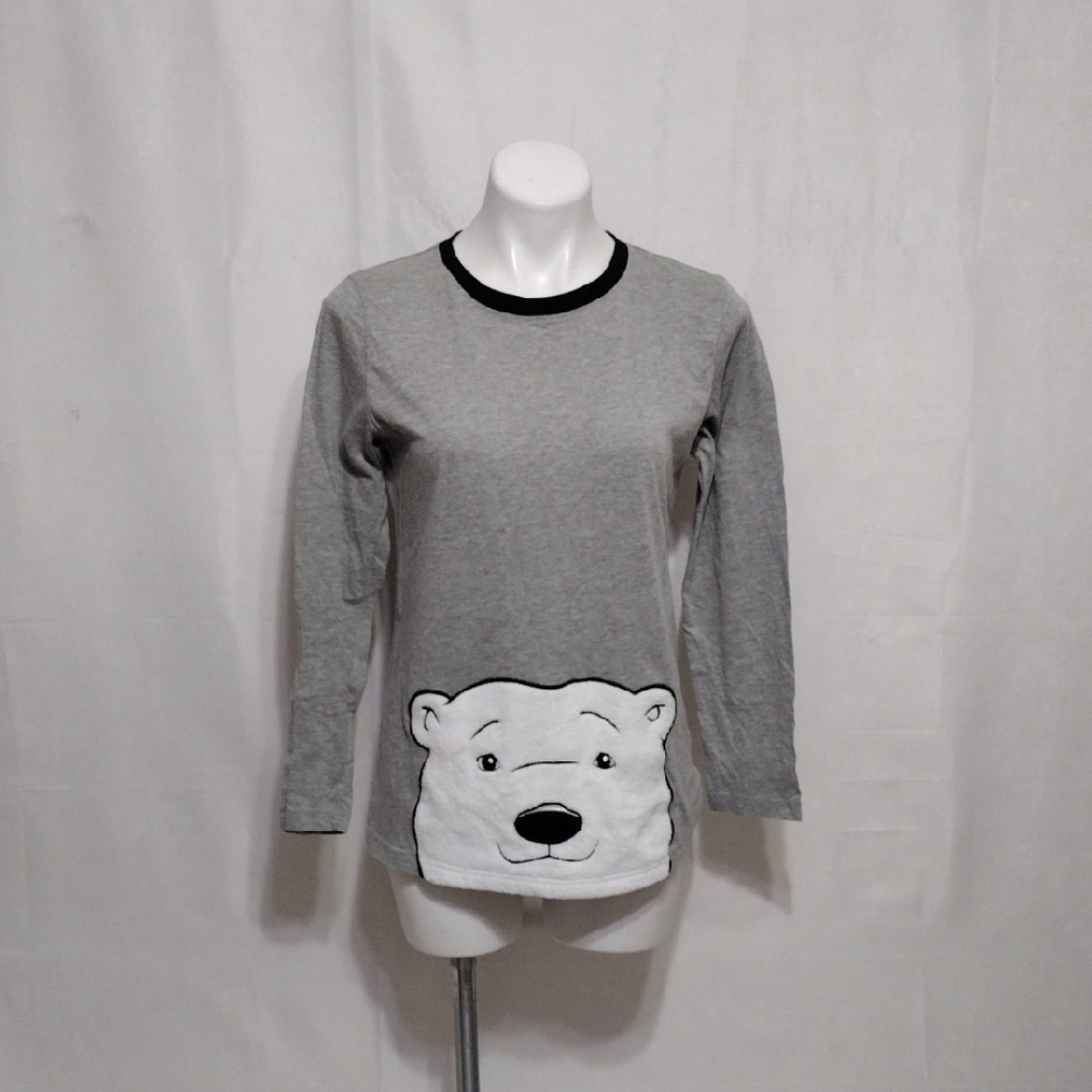 Coca Cola Polar Bear Face Terry Pullover Pajama Top Large Cozy Sleepwear Lounge